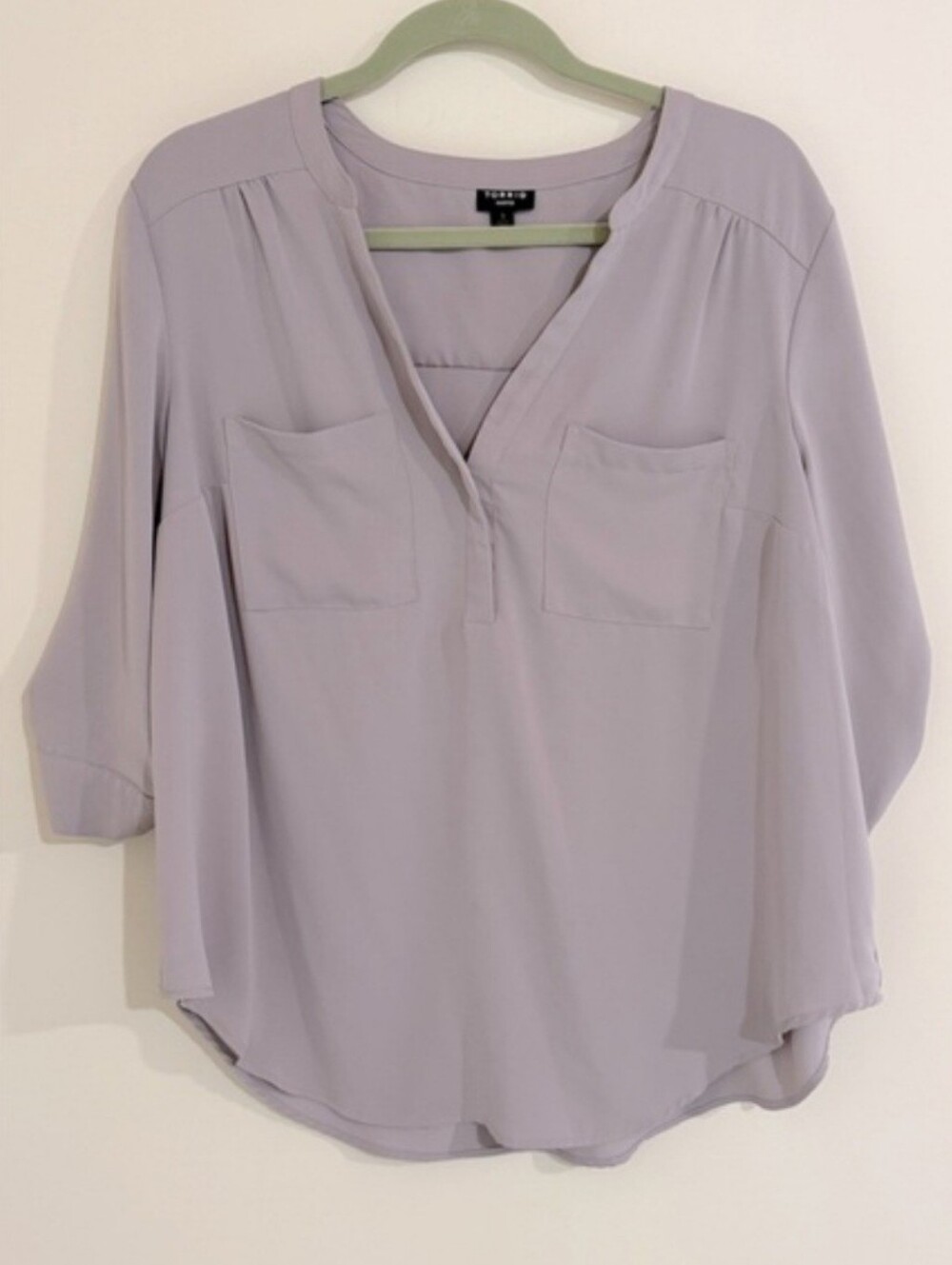 Torrid Gray-Purple Roll Tab Sleeve Harper Blouse Size 1 (14/16)